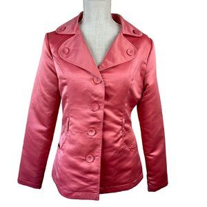 Charlotte Russe Coat Jacket Womens Size M‎ Coral Button Up Long Sleeve Pockets